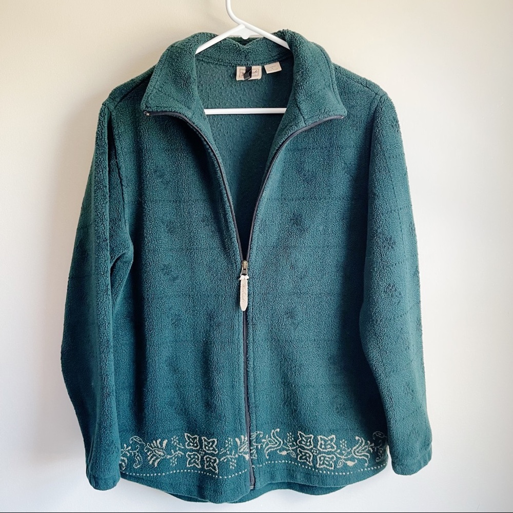 Woolrich Green Fleece Zipper Oversized Jacket